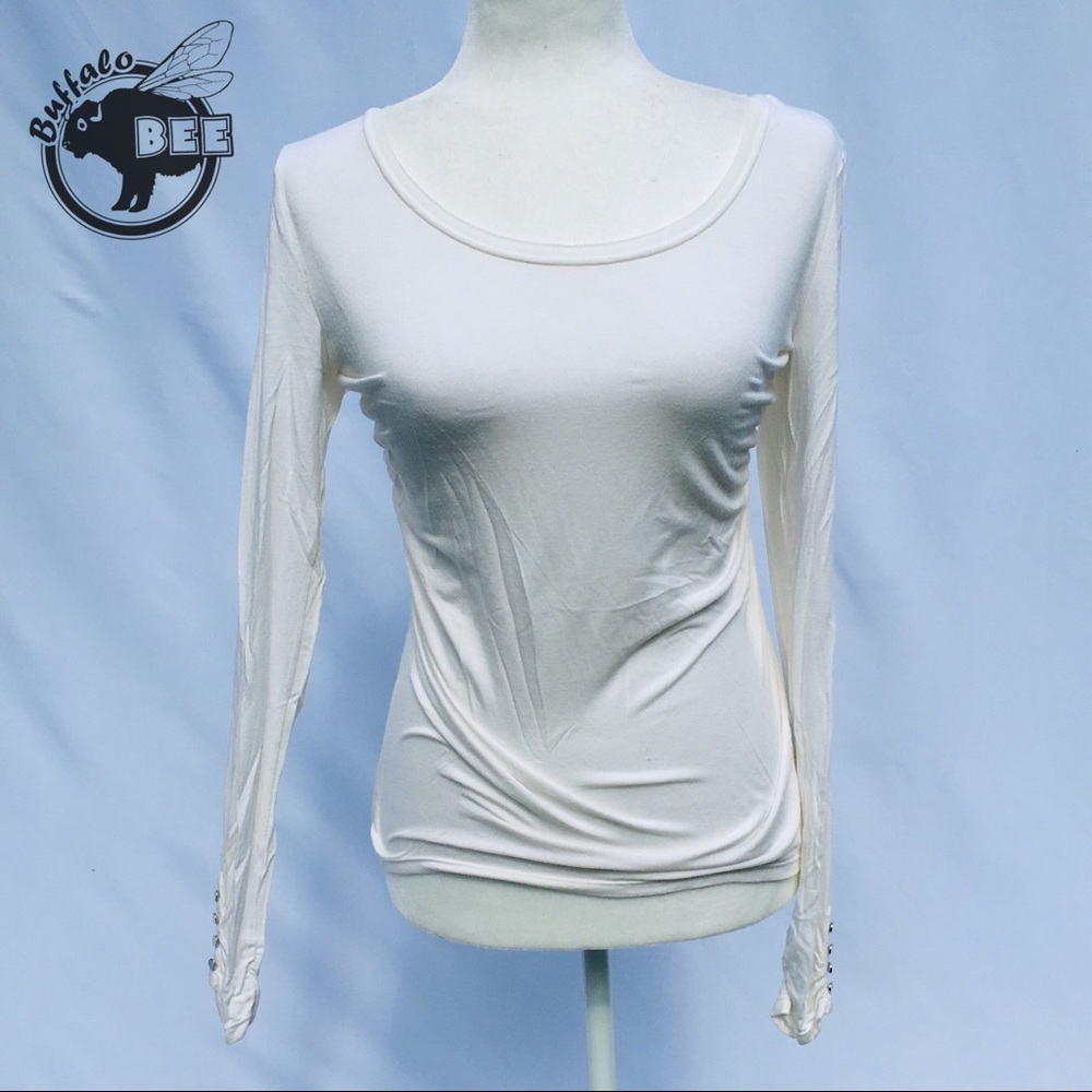 White House Black Market white long sleeve top S
